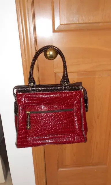 Samantha Brown Croc-Embossed Dowel Travel Bag Dark Red / Brown NWOT