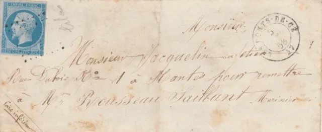 1858 Lettre Les Ponts De Ce Maine Et Loire Avec N°14 Sur Azure