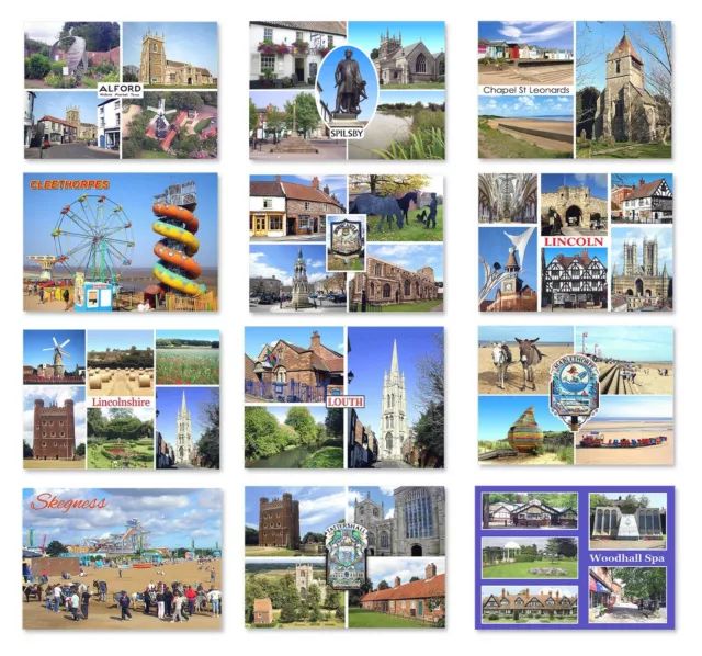 Packs of 6 Lincolnshire Postcards Skegness Lincoln Boston Cleethorpes