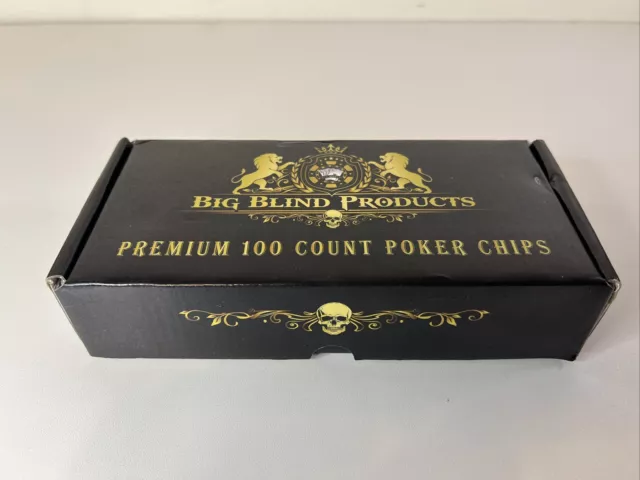 Big Blind Professional Poker Chip Set Set 100 Ct High Quality Embossed Chips .