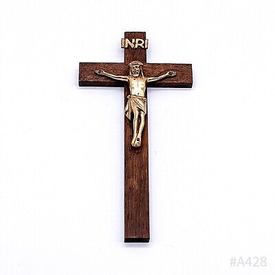 Vintage Wall Cross Crucifix With Wooden Jesus Christus Inri Handmade