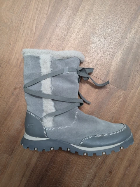 SKECHERS ORIGINALS GREY Suede Grand Jams Fur Lined High Boots UK 5 35.00 PicClick UK