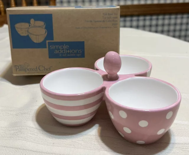 New The Pampered Chef Simple Solutions Pink Bowl Trio Breast Cancer Awareness