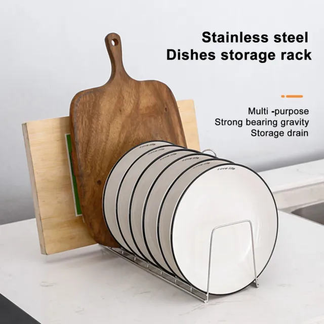 Stainless Steel Dish Organizer Cabinet Storage Rack Kitchen with Pot Lid Holder