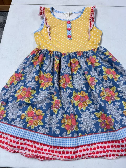 Matilda Jane Gorgeous Dots  & Flowers Apple Twirl Girl Sleeveless Dress Sz 10