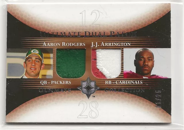 2005 Ud Ultimate Coll #Dp-Ra Aaron Rodgers & Arrington Dual Patch Rc #'D 01/25