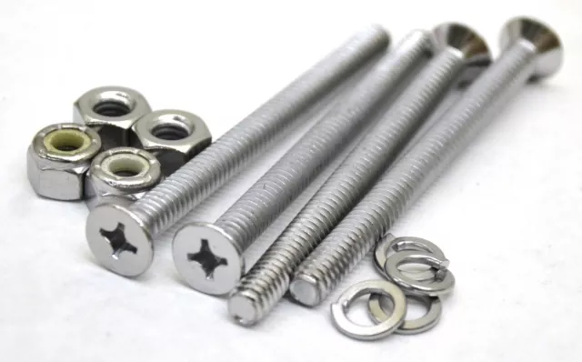 train horn floor mount stand screws(4) chrome plated 3" long 1/4" diameter