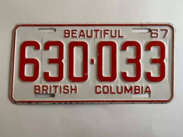 1967 British Columbia License Plate All Original