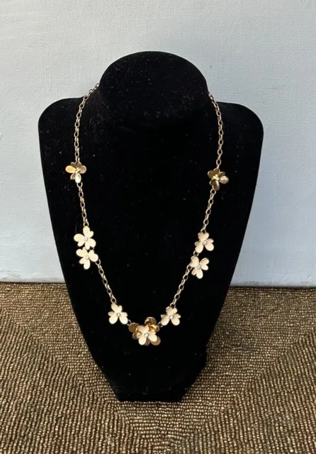 Kate Spade Necklace Gold Ivory Enamel Floral Station