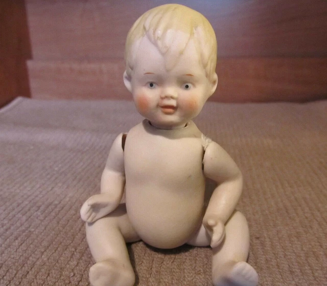 Vintage All Bisque Porcelain 5 1/2" Baby Doll BSCO Shackman - Very Good