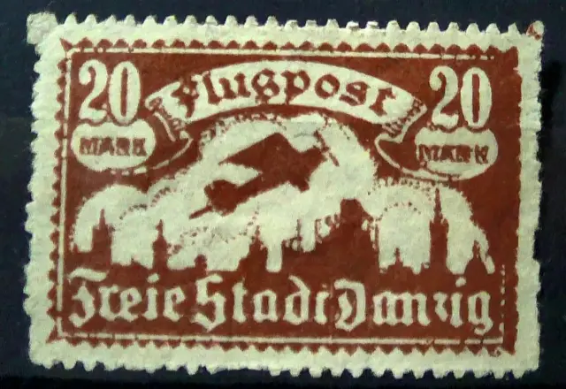 Briefmarke >Freie Stadt Danzig >20Mark >Flugpost >Postfrische M.