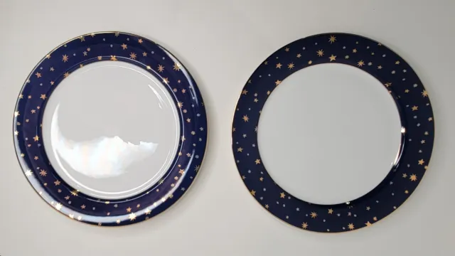 Sakura Galaxy 2 Dinner Plates 12 Inch Blue with 14K Gold stars Replacements