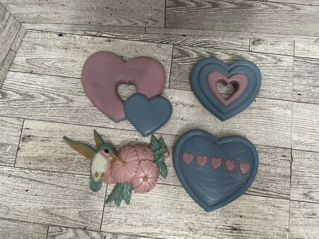 Vintage Home Interior Burwood Hearts Hummingbird Wall Decor Homco