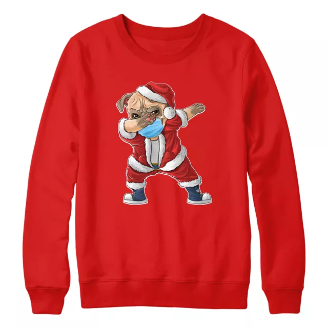 Funny Dabbing Pug Mask Ugly Sweater Christmas Lockdown 2020 Gifts Dab Xmas Silly