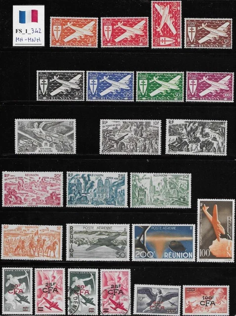 FS_1_342.FRENCH COLONIES. REUNION. High value lot of classic air stamps.Mint/MNH