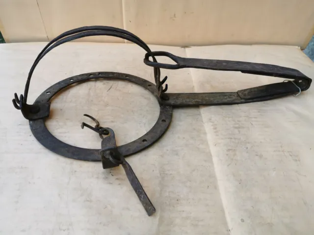 Antique Very Rare Old Hand Forged Wrought Iron Trap