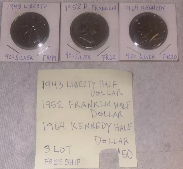 Half Dollar Coin Lot ( Liberty, Franklin, Kennedy)