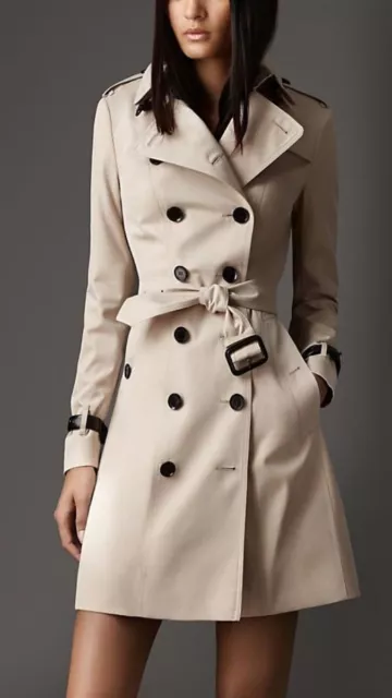 WOMEN'S HOT GENUINE Soft Lambskin Leather Trench Coat Long Overcoat ...