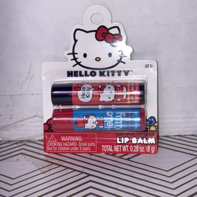 Hello Kitty Fun Fruit Flavored Lip Balm Cherry & Apple Flavor 0.14 oz Each