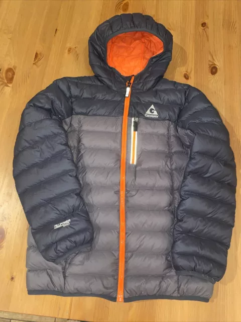 Gerry Jacket Youth Medium 10/12 Down Fill 650 Hooded Full Zip Coat Gray Packable