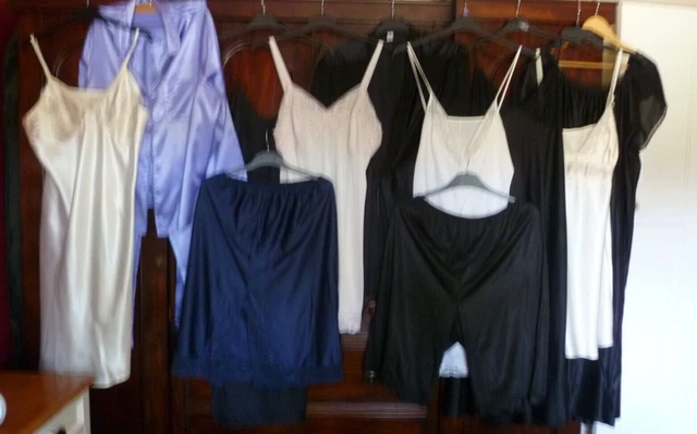 Lotto Di 11 Camicie Da Notte Vintage + Lingerie Moderna Pigiami Mezzo Slip 18-26