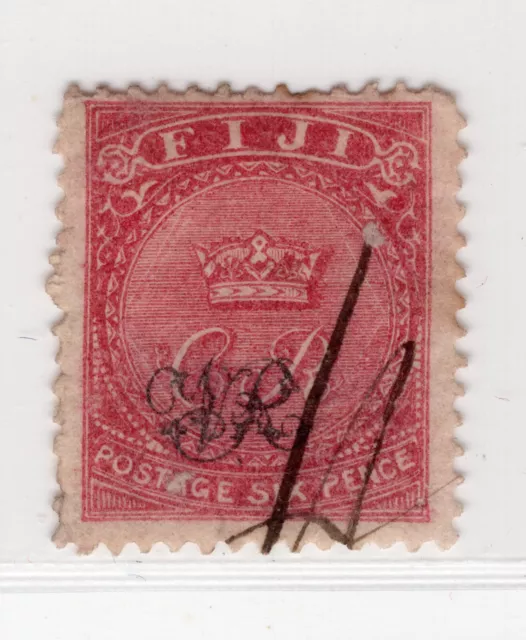 FIJI 1877 VR OVERPRINT ON 6p SG 33 SCOTT 39 VERY FINE USED SEE SCANS