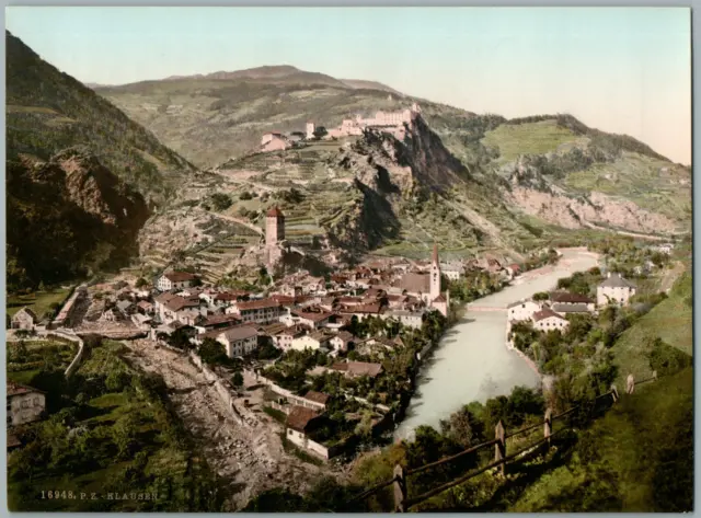Tirol. Klausen. Generalansicht. PZ vintage photochromie, Chiusa, Italia photoc
