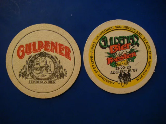 Vintage Beer Brewery Coaster: Gulpener Bier ~ Gulpen, Netherlands 1987 Bike Race