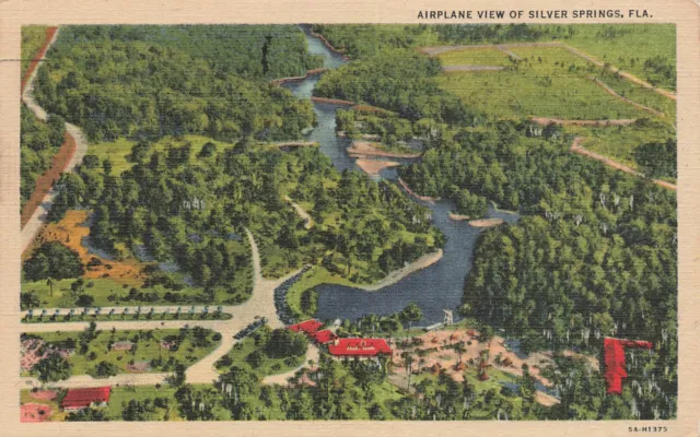 Postcard Airplane View Of Silver Springs Florida