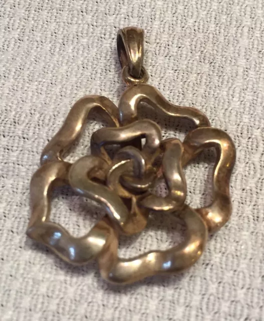 Sterling Silver Free Form Rose Pendent 9.6gr 1 1/8"(1 1/2" Including Hasp)
