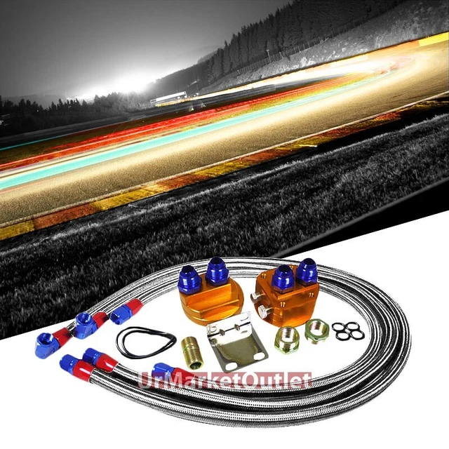 OIL FILTER RELOCATION Kit+Fitting+3x Braided Hose for Turbo