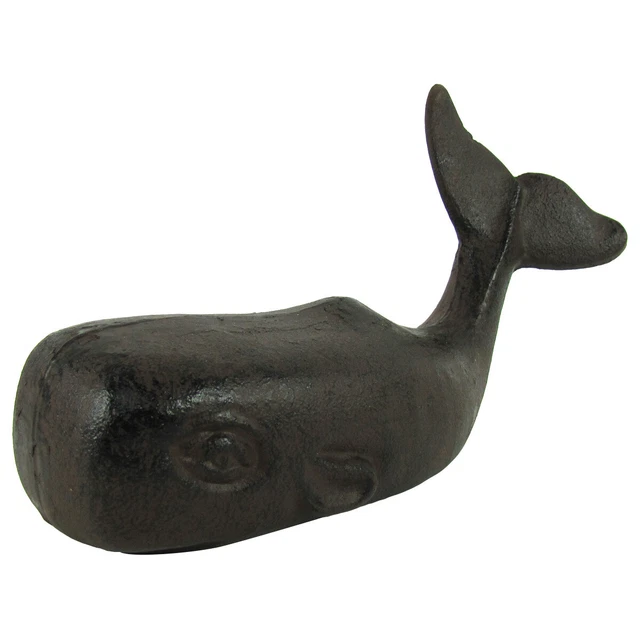 Heavy Cast Iron Sperm Whale Doorstop Nautical/Sea Life/Beach House Door Decor 3D