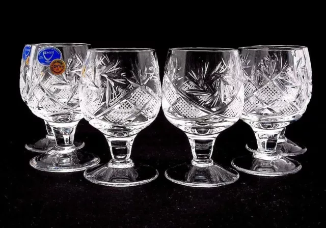 Set of 6 Russian Cut Crystal Shot Glasses 1.7 oz - Soviet USSR Vodka Stemmed