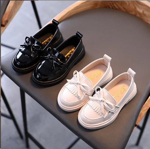 Kids Leather Shoes Girls Infants Spanish Bow Wedding School Party Loafers Shoes