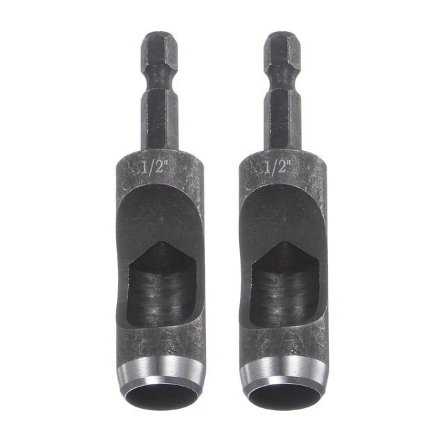 2pcs Leather Hollow Punch Hex Shank for Drills, 1/2" Hole Punch for Thick Fabric