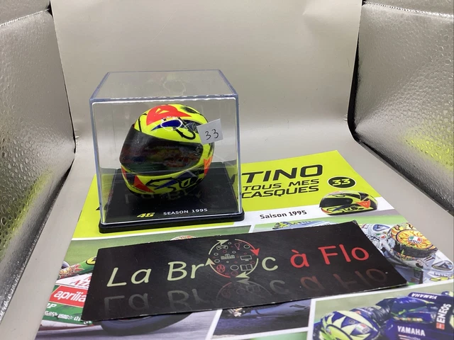 HELMET CASQUE VALENTINO ROSSI AU 1/5 ALTAYA N°33 SAISON 1995 SEASON 1995 HELMET CASQUE VALENTINO ROSSI AU 1/5 ALTAYA N°33 SAISON 1995 SEASON 1995