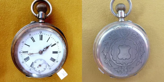 Argento (0,800) Minerva (Uhren-Fabrik Villeret) - Herren-Taschenuhr, Circa 1905