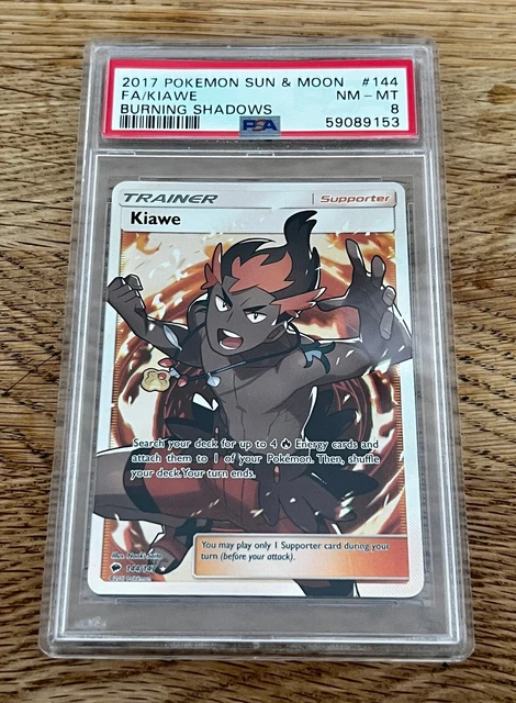 Full Art Kiawe 2017 Pokemon Sonne & Mond brennende Schatten 144/147 PSA 8 IN DER NÄHE NEUWERTIG