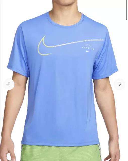 Nike Dri-Fit Miler UV Run Division Men's Short-Sleeve Graphic Running Top Large