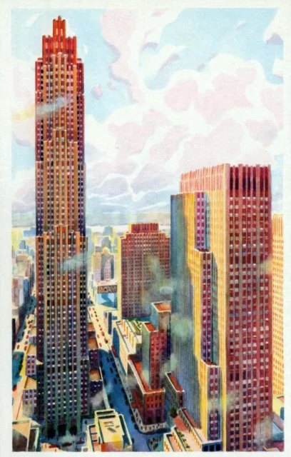 Afternoon At Rockefeller Center RCA Bldg New York Vintage Chrome Post Card