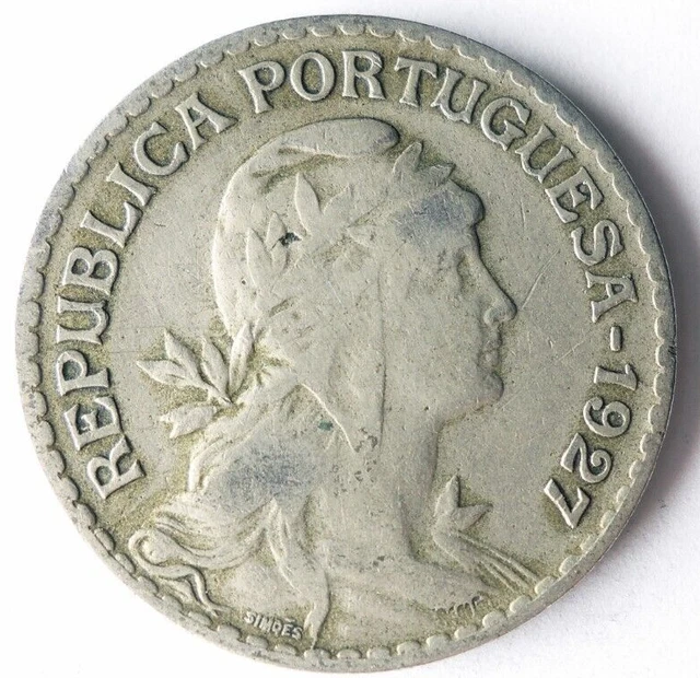 1927 PORTUGAL ESCUDO - Excellent Coin - FREE SHIP - Bin #338