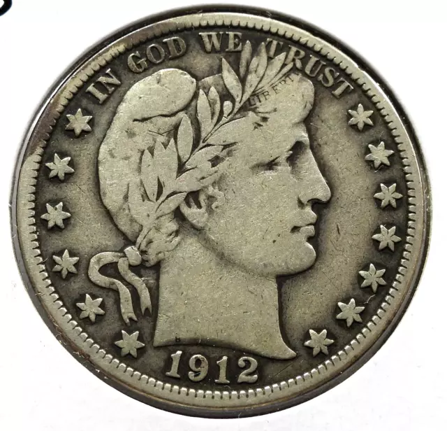 1912-S Barber Silver Half Dollar in VF Condition KM#116    (891)