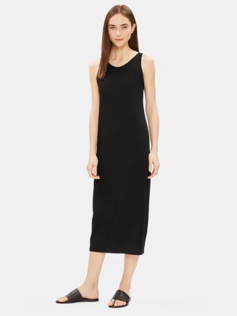 Eileen Fisher System Viscose Jersey Tank Dress Size XS Black