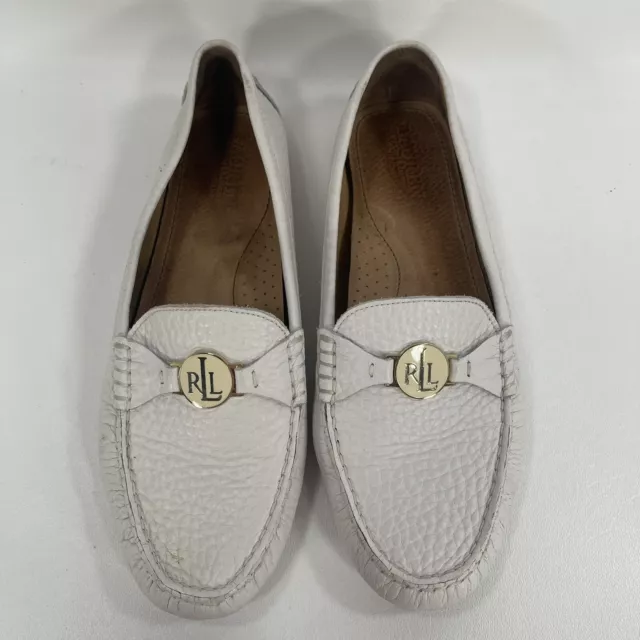 Lauren Ralph Lauren Women’s Carley Driving Loafers Size US 10 B White Leather