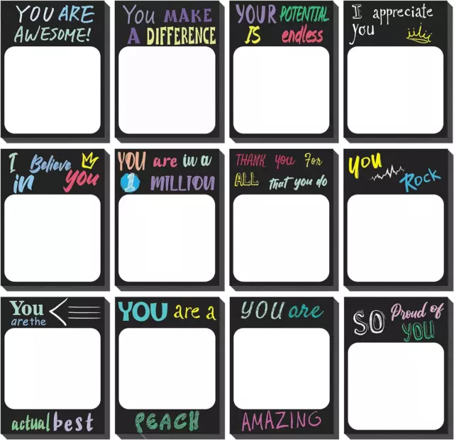 12 Pieces Modern Appreciation Sticky Notes 3 x 4 Inch Funny Inspirational Sticky