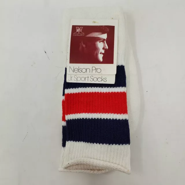 DEADSTOCK Nelson Pro Jr. Kids 6-8 Youtb Vintage Tube Socks USA Made Red Navy