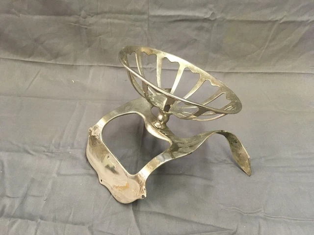 Antique Nickel Brass Soap Sponge Dish Holder Vtg Standard Bath Fixture 12-18E