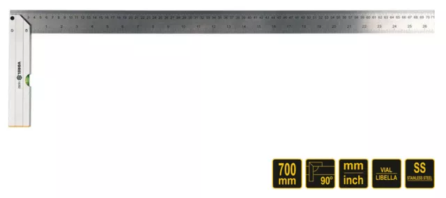 Angle Equerre de Menuisier Équerre Avec Niveau MM 90° 700 MM