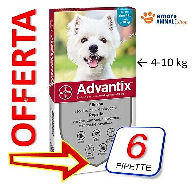 ADVANTIX Bayer - Antiparassitario per cani da 4-10 kg →  4 / 6 / 8 / 12 pipette
