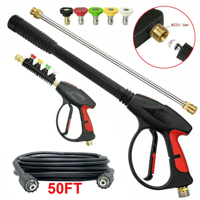 High Pressure 4000PSI Car Power Washer Gun Spray Wand Lance Nozzle Hose Kit M22